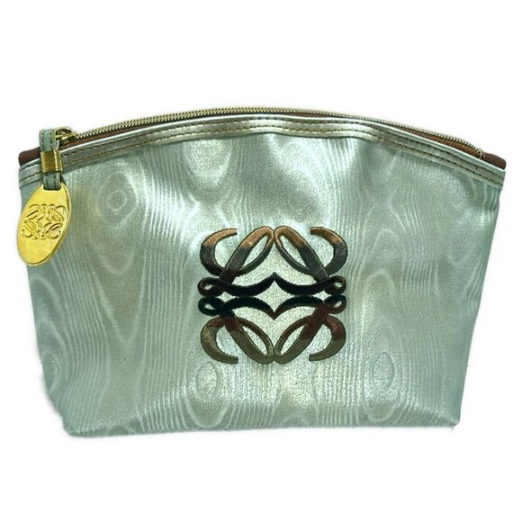 LOEWE - Light Green Dark Brown Beige PVC Pouch 103-071725 - Picture 1 of 7